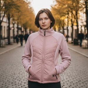Spyder Pink Quilted Fleece Zip Jacket Women’s S Winter Cozy Ski Streetwear